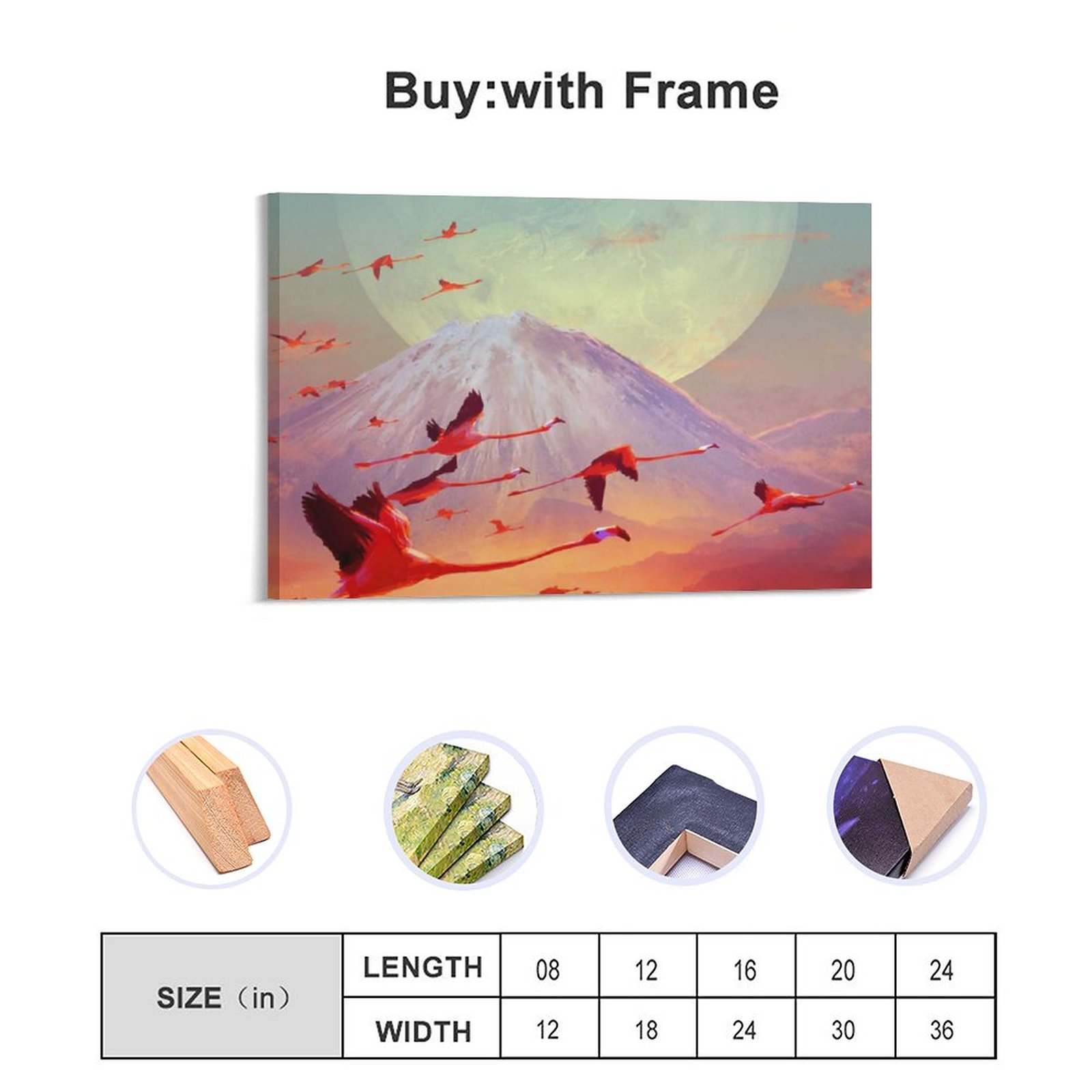 Home Decor Luxury Hanging Picture-Rectangle Animal Flamingos at Sunset Frame-style Canvas Prints Wall Art Decor Print Picture Paintings for Living Roo
