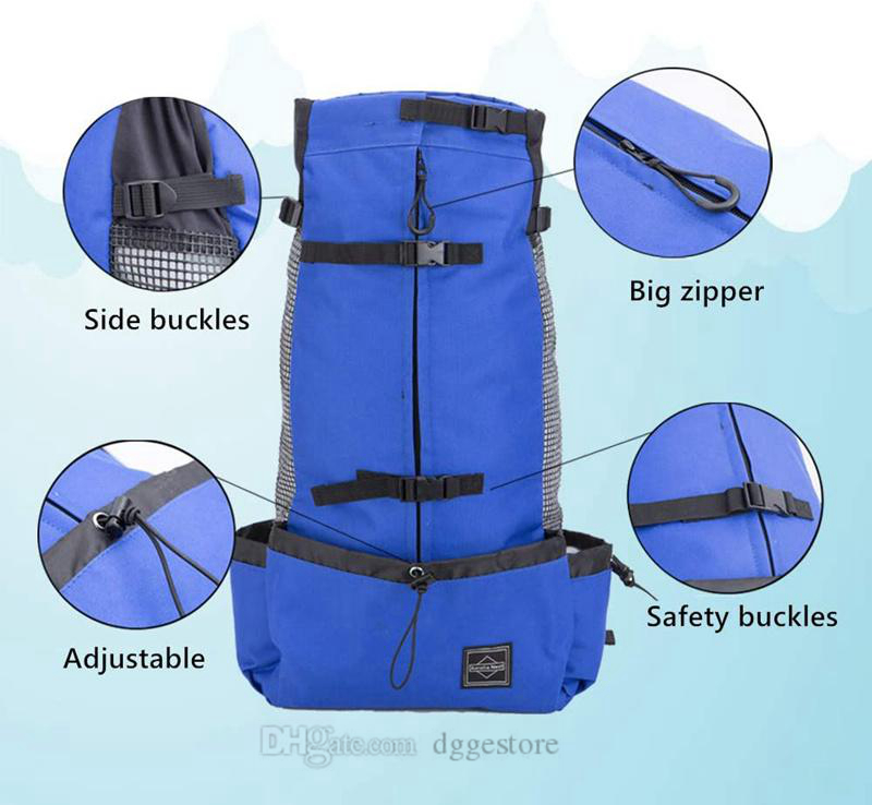 Dog Carrier Adjustable Pet Dogs Backpack for Small Medium Large Doggy Puppy Handbag Extra Pockets, Bike Hiking Motorcycle Convenient for Travel Blue X