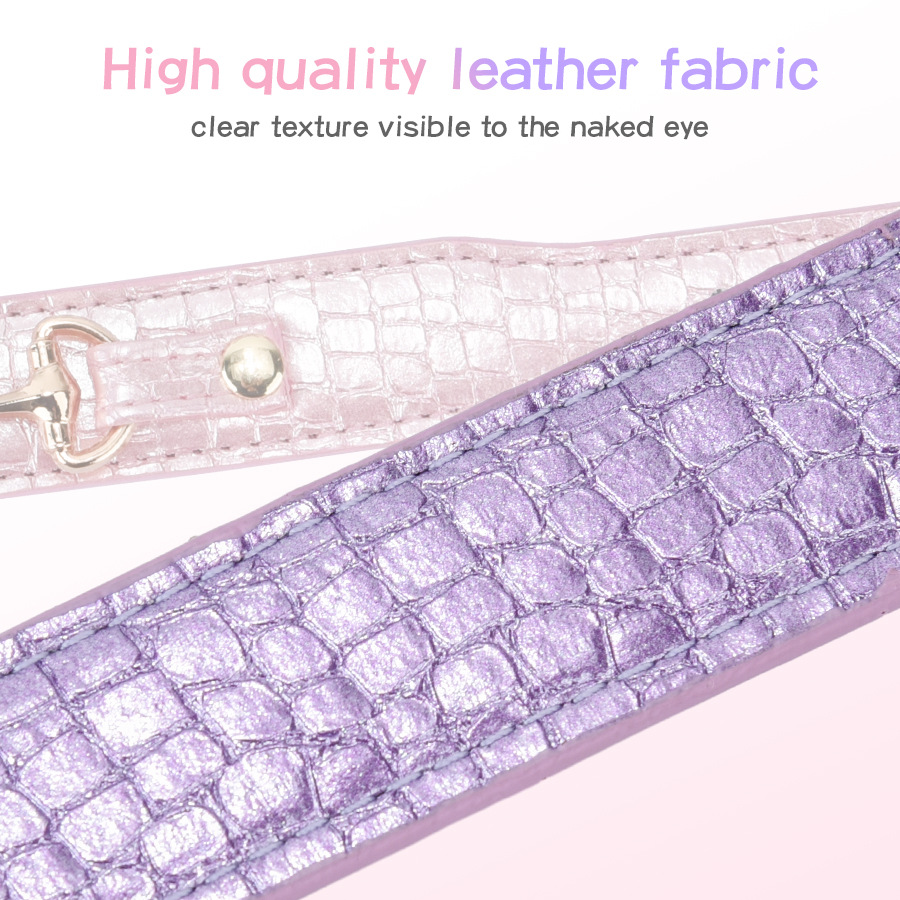 Luxury Unique Material Sparkle PU Leather Dog Collar, Adjustable Puppy Cat Collar with Rhinestone Heart Decoration for Small Medium Dogs S B118