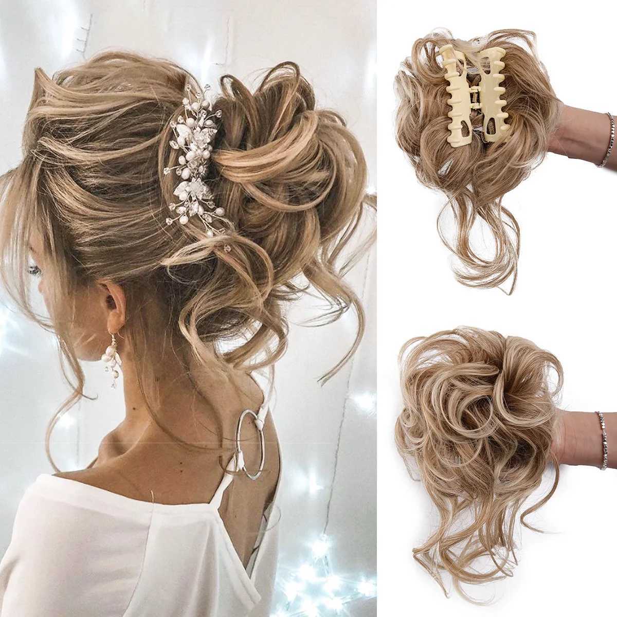 Synthetic Messy Bun Hair Piece Tousled Updo Hair Extensions With Claw Clip Curly Hair Bun Scrunchie for Women Girls S25522