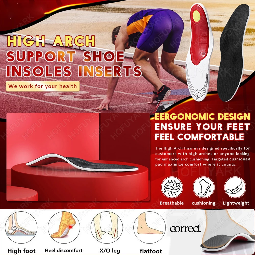 Ortic Insole Men High Arch Support Flatfoot Orthopedic Insoles For Feet Ease Pressure Plantar Fasciitis Pain Relief Shoe Sole 250521