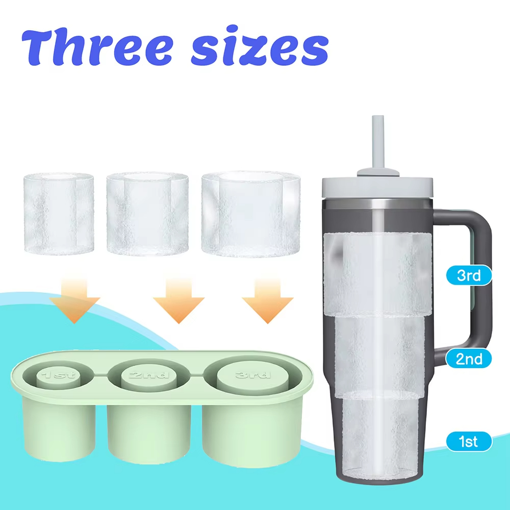 Ice Cube Tray For Stanley Cup with Lids - Round Tube Ice Trays for Whiskey Large Capacity for Silicone Ice Maker Reusable Cocktail Beverage Coffee Ice