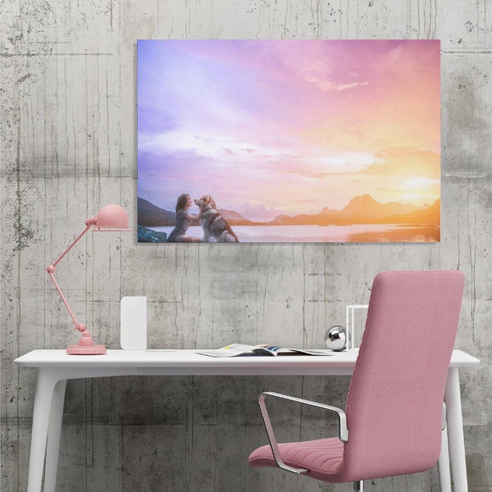Hanging Picture-Rectangle Animal Pet Dog Loves Unframe-style Canvas Prints Wall Painting Wall Art Decor Print Picture Paintings for Living Room Gift F
