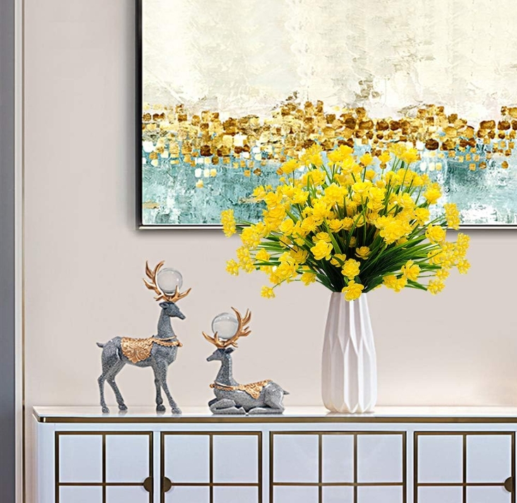 Gypsophila Artificial Flowers Outdoor Decoration UV Resistant No Fade Faux Plastic Plants Garden Porch for Window Kitchen Office