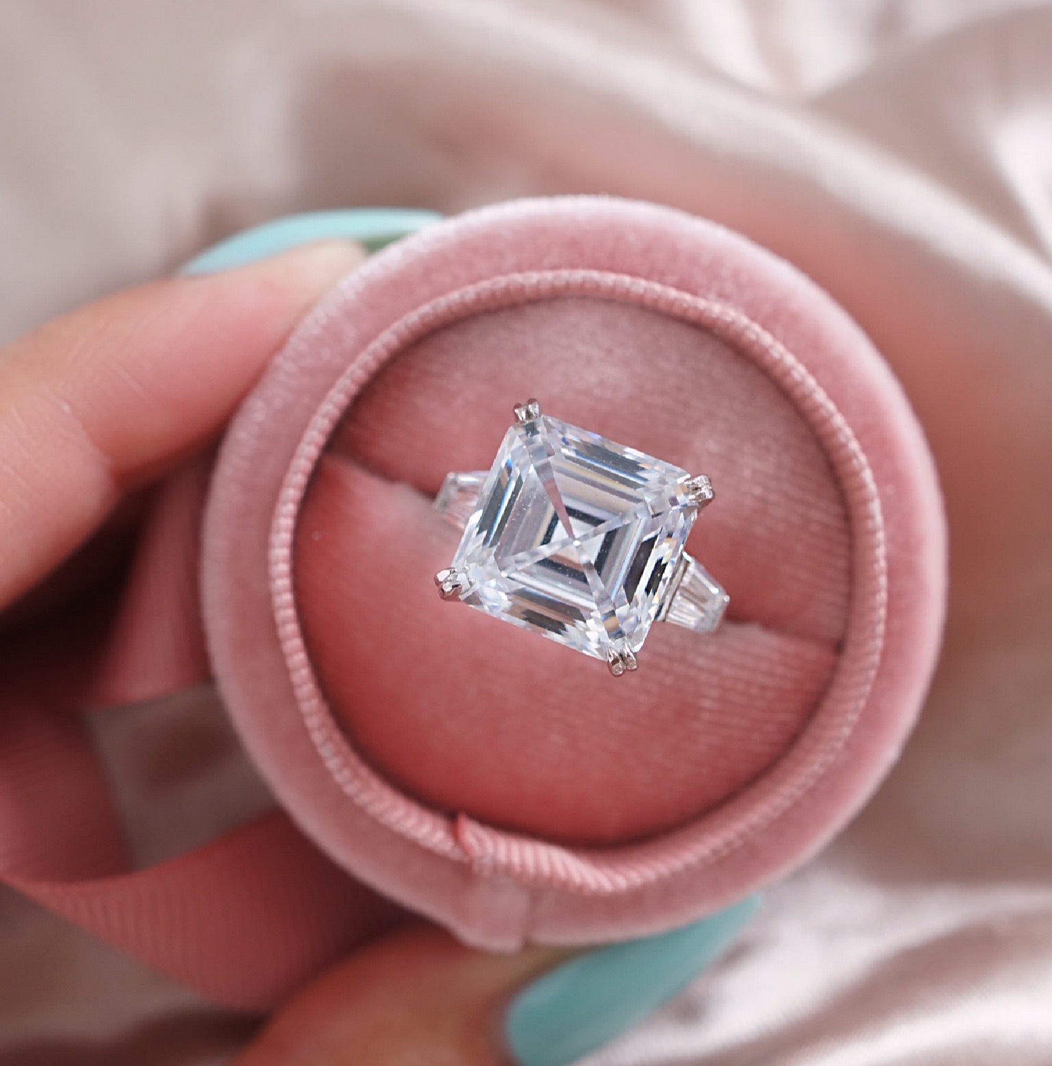 Real Sparkling Luxury Jewelry 925 Sterling Silver Princess Cut Big White Topaz Square CZ Diamond Gemstones Eternity Women Wedding Band Ring
