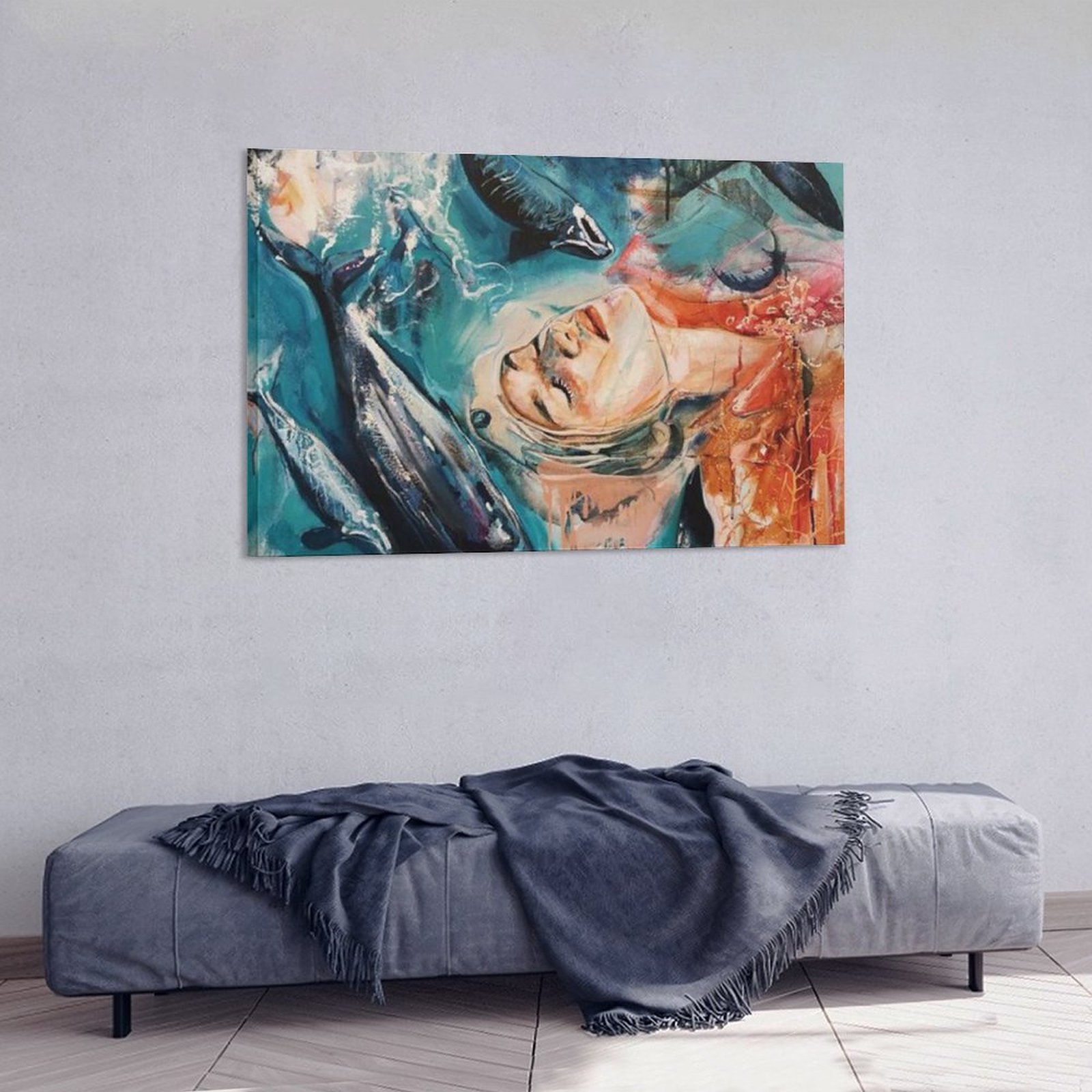 Home Decor Luxury Hanging Picture-Rectangle Color Whale Orca Sea Body Abstract Frame-style Canvas Prints Wall Painting Wall Art Decor Print Picture Pa