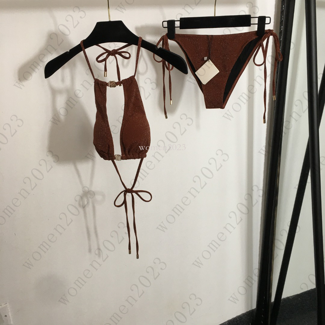 Brand Swimwear Women Bikini set Designer strap bra swimsuit Fashion logo two-piece Sexy bright silk blend swimming 2pcs beach swimming May 14