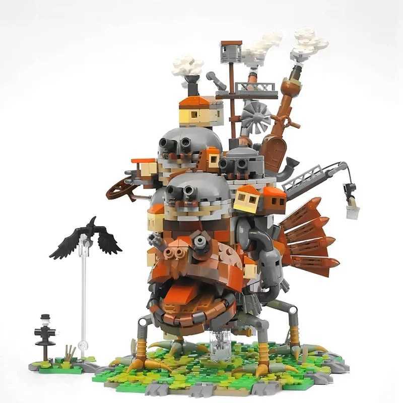 1219PCS Urban Housing Creative Movie Japanese Anime Mobile Castle Creative Expert Architecture Modular Building Block Toy W250522
