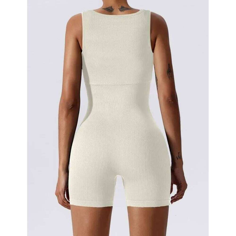 Women's Ribbed One Piece Tank Tops Rompers Sleeveless Yoga Exercise Jumpsuits