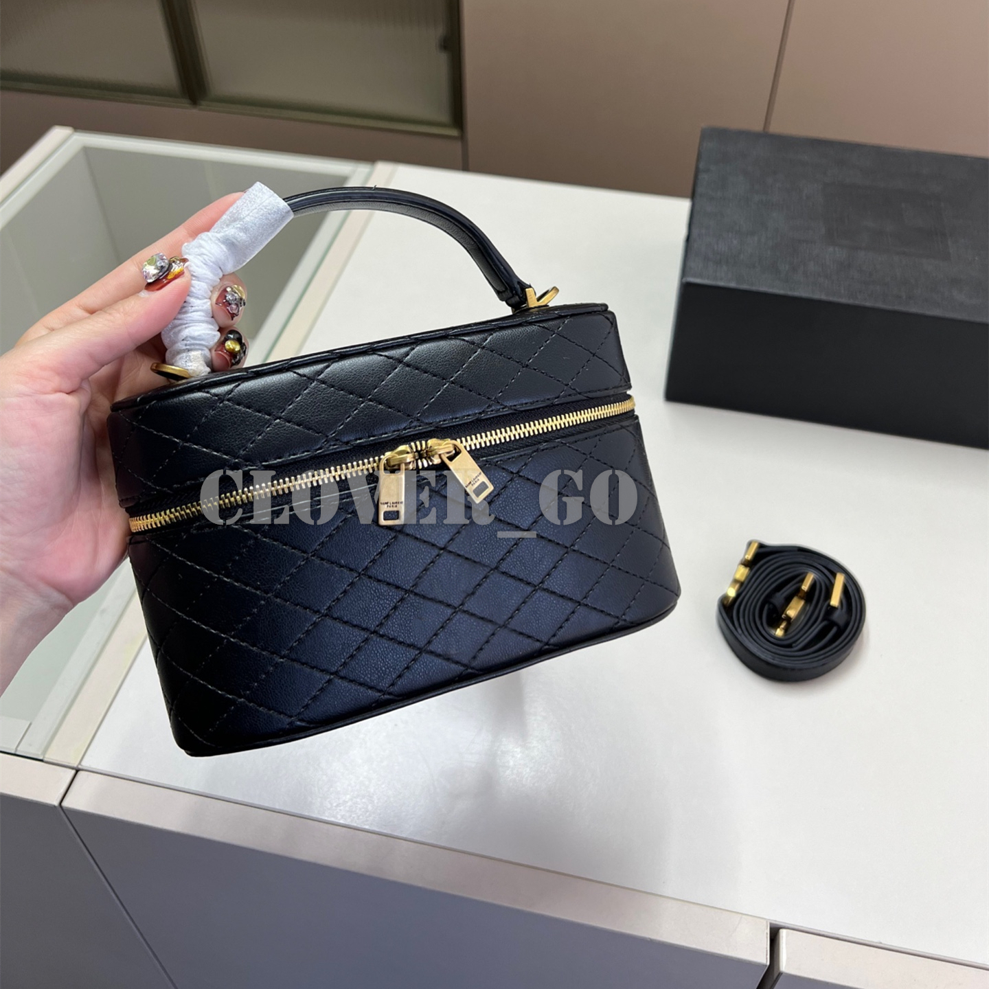 With Box Women Cosmetic & Cases High Quality Shoulder Bags Mirror Leather Handbag France Classic Lady Bag mini Crossbody bags Vanity bag