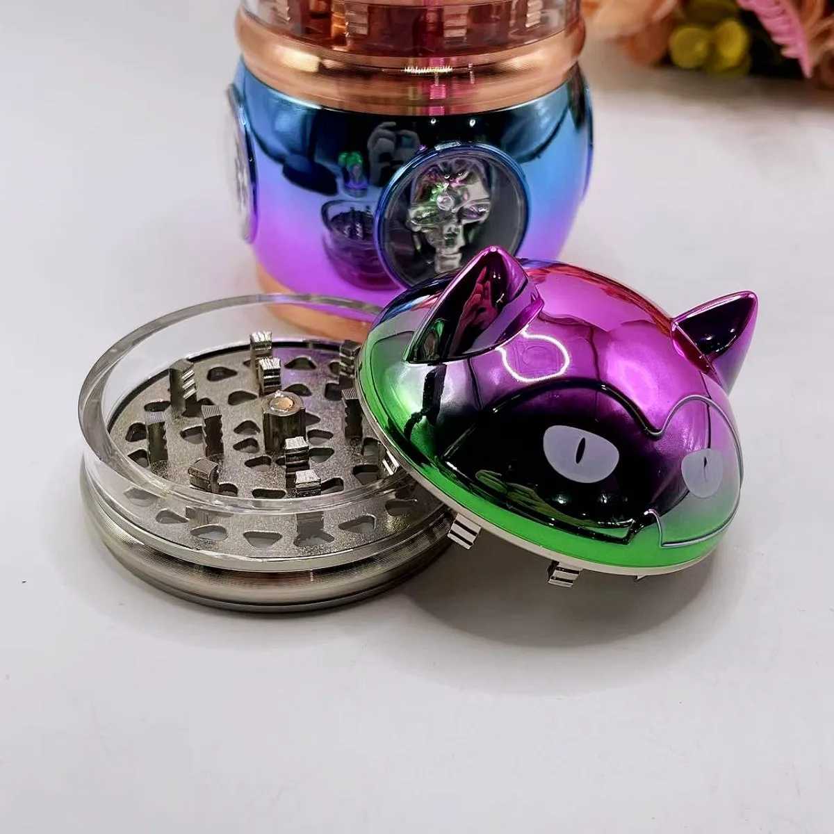 Large Cat Herb Grinder 4-Layer Manual Pepper Spice Mill Salt Mortar Tobacco Grass Raw Grinder Smoking Accessories Cigarette Tool Y250521