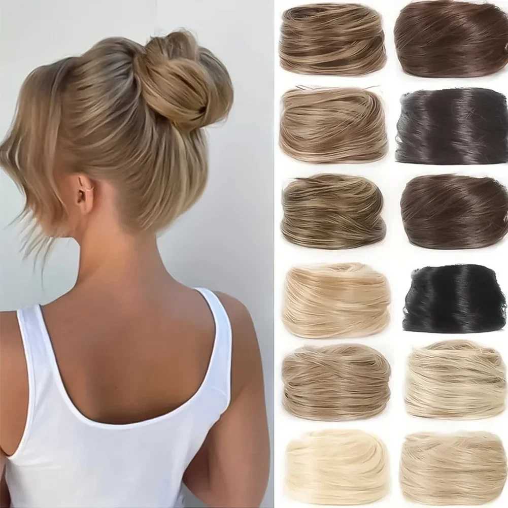 Human Hair Buns Ponytail Hairpiece Brazilian Hair Pieces Bun For Women Scrunchies Updos Donut Chignon 100% Human Hair Extensions S25522