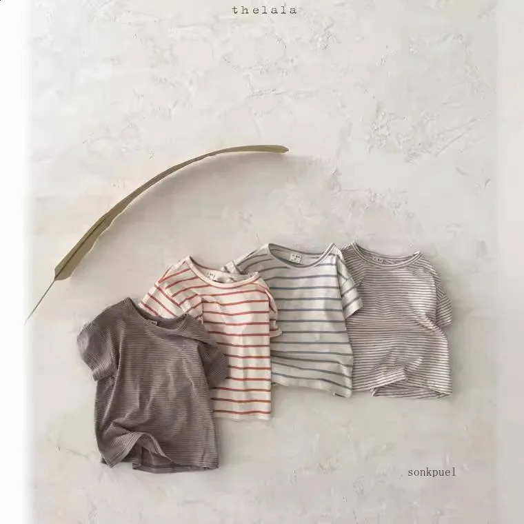 Baby Boy Stripe Shirt Summer Casual Short Bat Sleeve Kids for Boys Clothing Children Girls Sports Cotton Tops 250517z