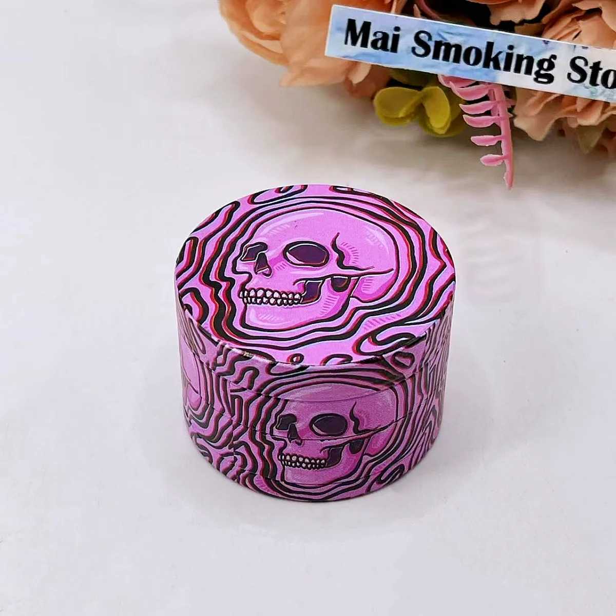 2inch Pink Skull Herb Grinder Metal 4-layer Manual Salt Mortar Spice Mill Pepper Grass Raw Tobacco Grinder Smoke Cigarette Tool Y250521