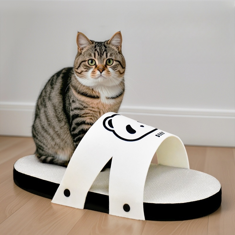 Slipper-Shaped Cat Scratcher with Cozy Felt Arch & Durable Kraft Paper Base - 50x27x18cm (19.7''x10.6''x7.1'')