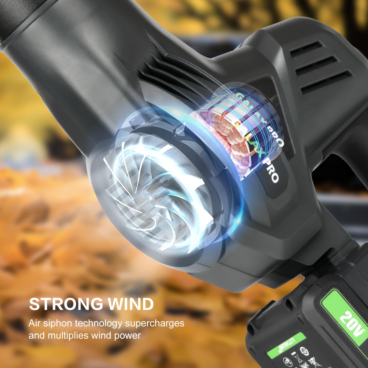 GALAX PRO 20V Powerful Leaf Blower 150MPH 230CMF Air Speed Cordless Leaf Blower with Soft Grip Handle for Working Electric Garden Blower for Lawn Care