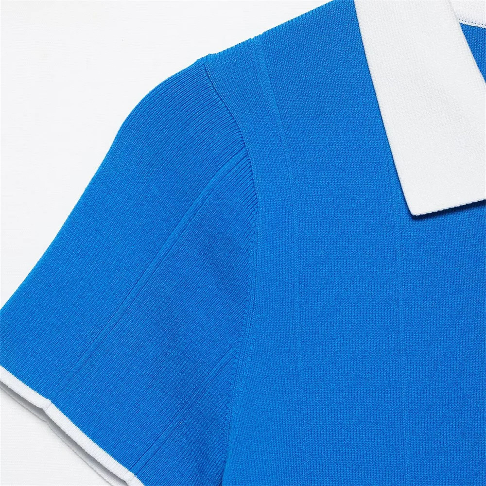 UNIZERA Womens Dress Fashionable Casual Collar Knitted Shirt Style Temperament Summer 250522