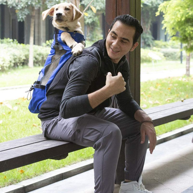 Dog Carrier Adjustable Pet Dogs Backpack for Small Medium Large Doggy Puppy Handbag Extra Pockets, Bike Hiking Motorcycle Convenient for Travel Blue X