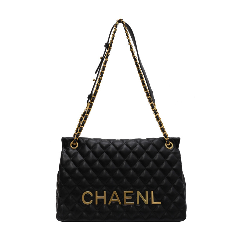 A new type of simple and fashionable large-capacity crossbody women's bag with diamond-shaped embroidered thread 2025s hot