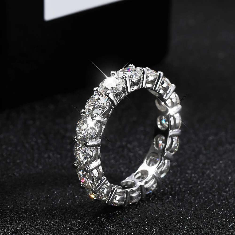 bxiny 3 5mm moissanite eternity rings s925 silver d color labgrown diamond for women wedding band gifts jewelry gra certificate