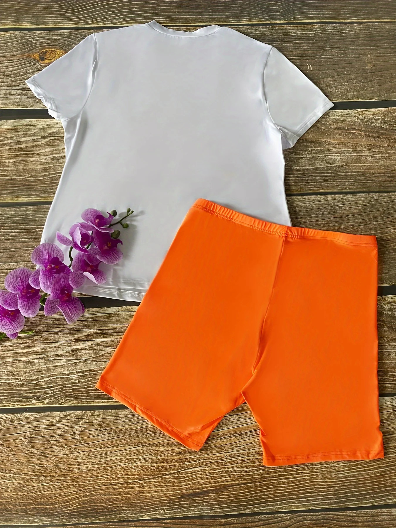 Plus Size Alphabets Expression Print TwoPiece Set Crew Neck Short Sleeve Top and Shorts Outfits with 250516Z