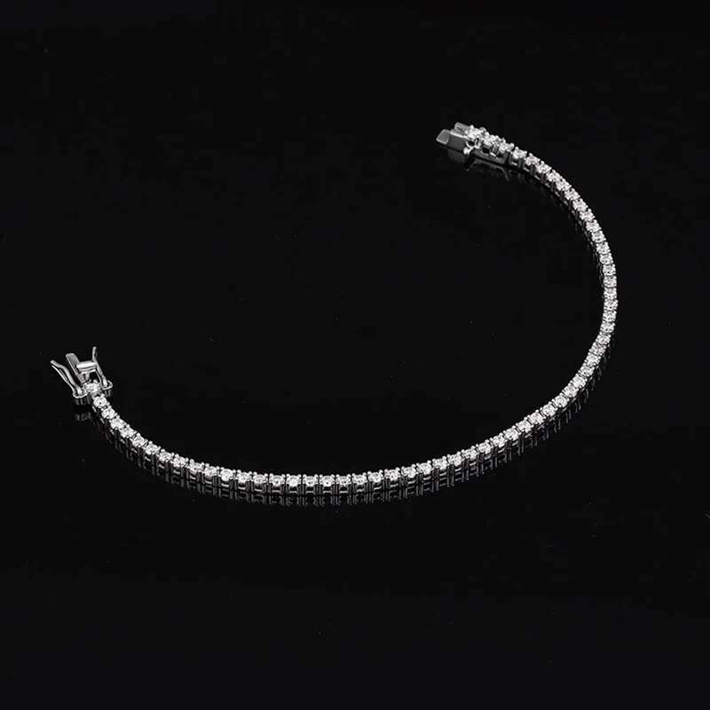 2mm/0.03ct Real Moissanite Tennis Bracelet Women 925 Sterling Silver Lab Diamond Link Chain Bracelets Bangle Platinum Plated Gra