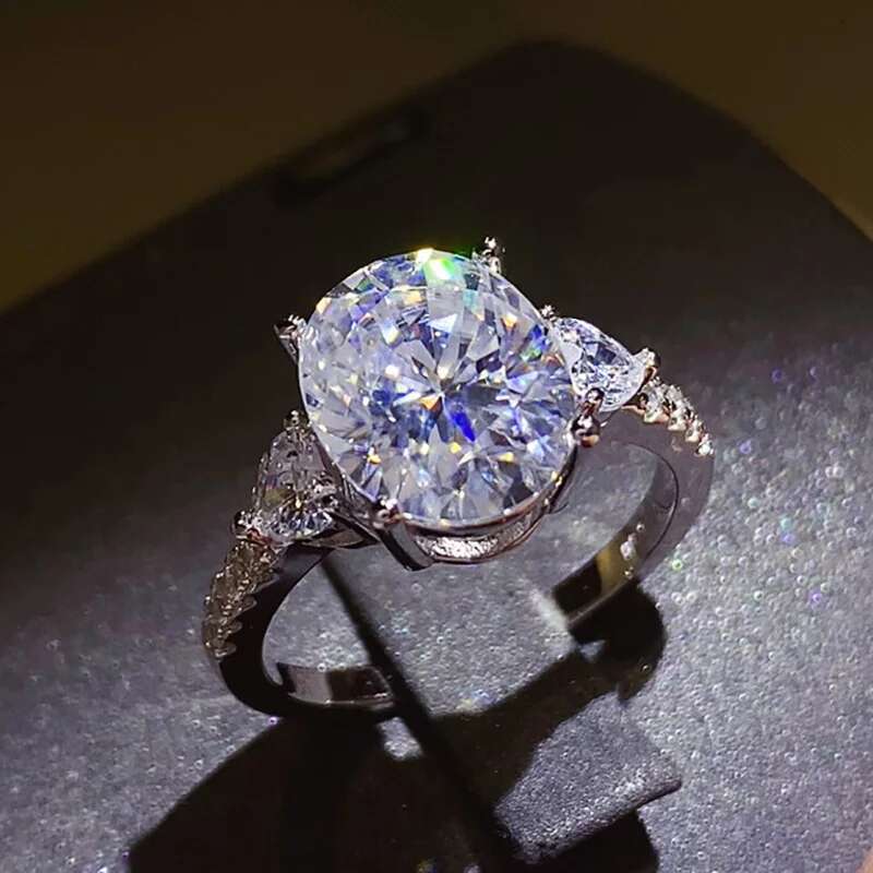 BXINY 5CT Oval Cut Moissanite Ring S925 Silver D Color Lab Diamond For Women Three Stone Wedding Band Fine Jewelry GRA Certified