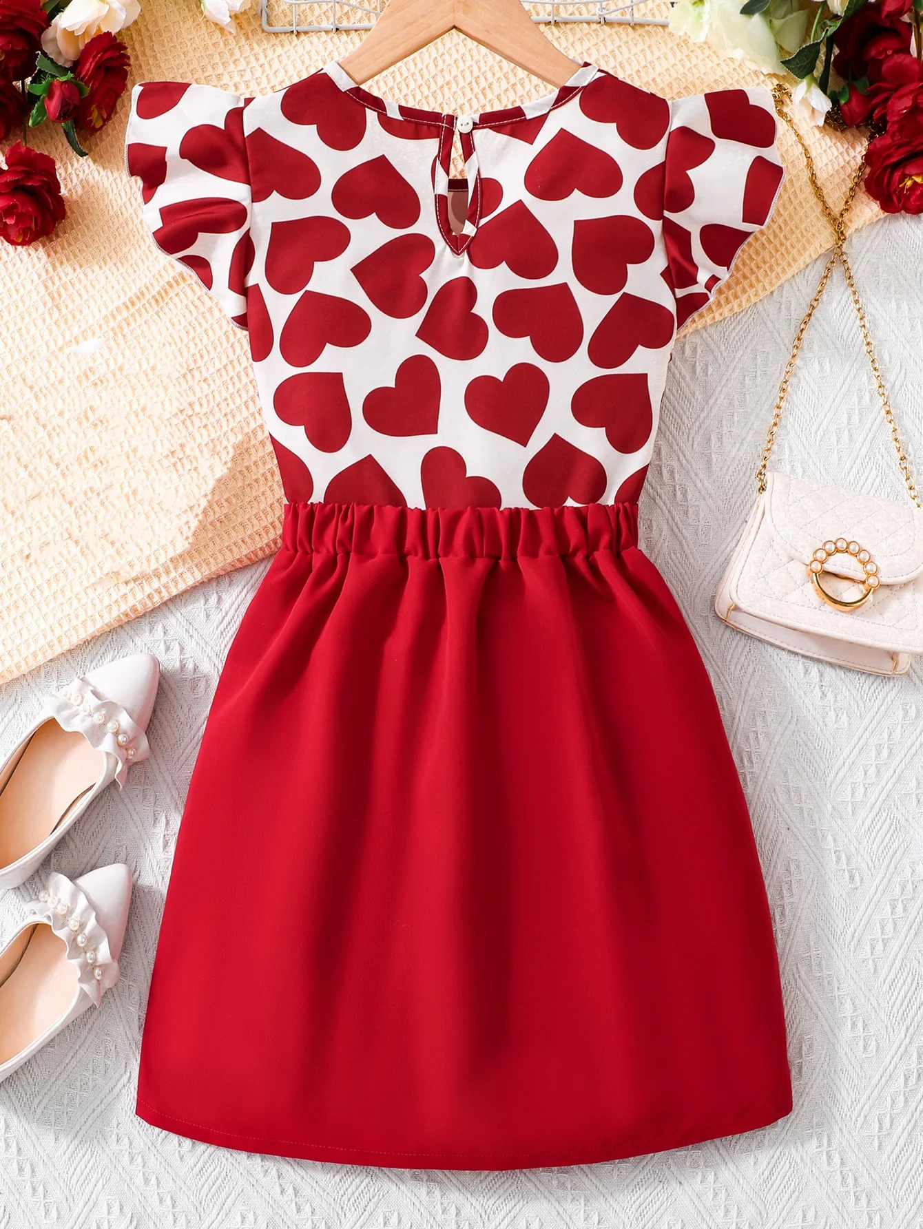 Summer Sweet Beauty Retro Hong Kong Style Red Top Half Skirt Two Piece Set 250517z