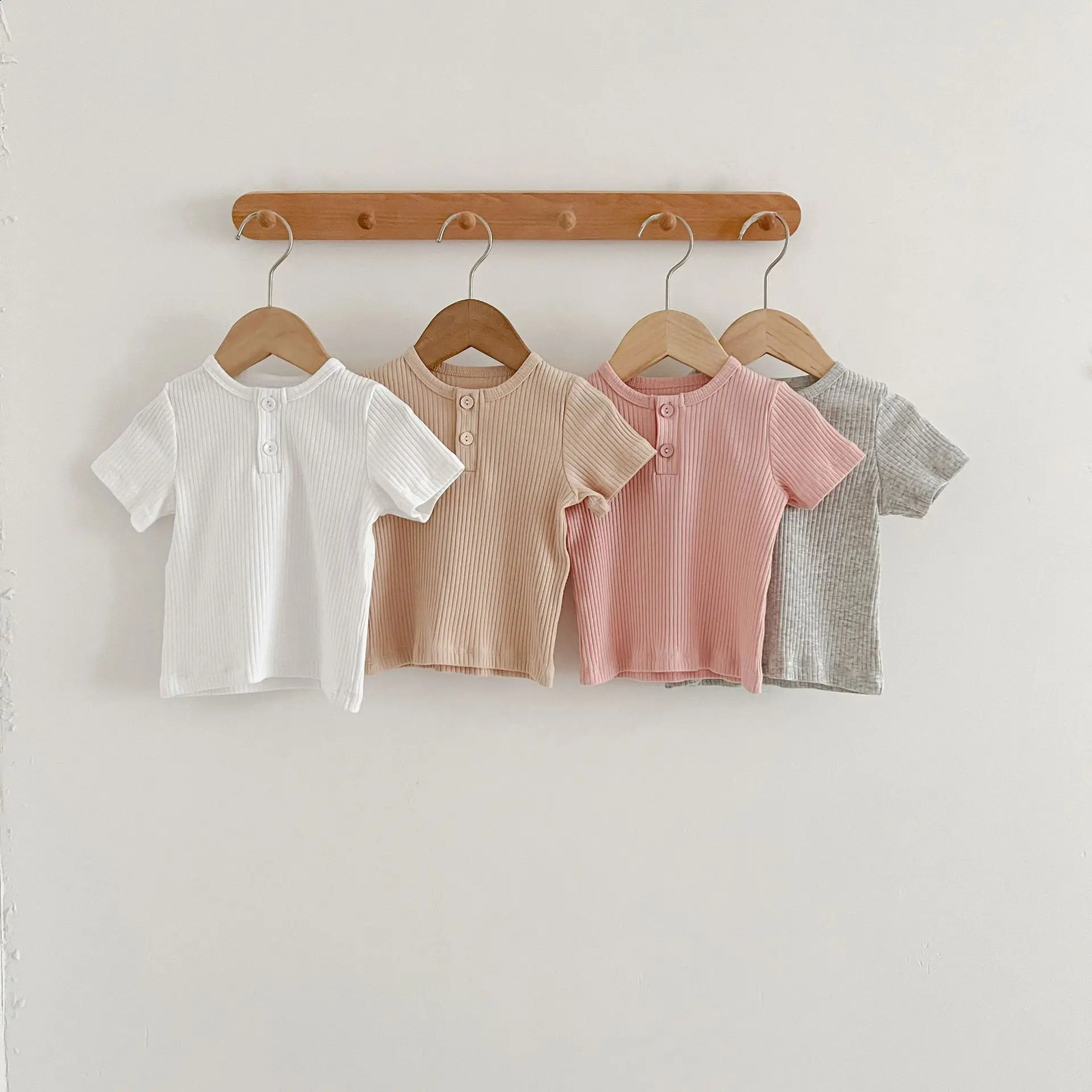 Summer born Infant Baby Boy Girls Fallow Solid Color TShirt Round Neck Muslin Candy Kids Fashion Clothing 250517z