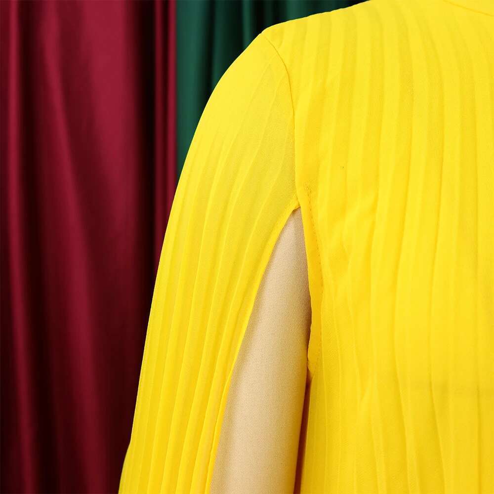 Chiffon For Women Elegant 2024 New Round Neck Batwing Sleeve Loose Knee Length African Birthday Party Dinner Dress
