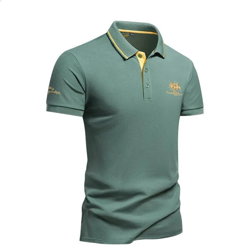 Mens Embroidered Polo Shirts Summer Short Sleeve T-Shirt Casual Lapel Collar Lightweight T Shirts Men Breathable Tops Homme 250517