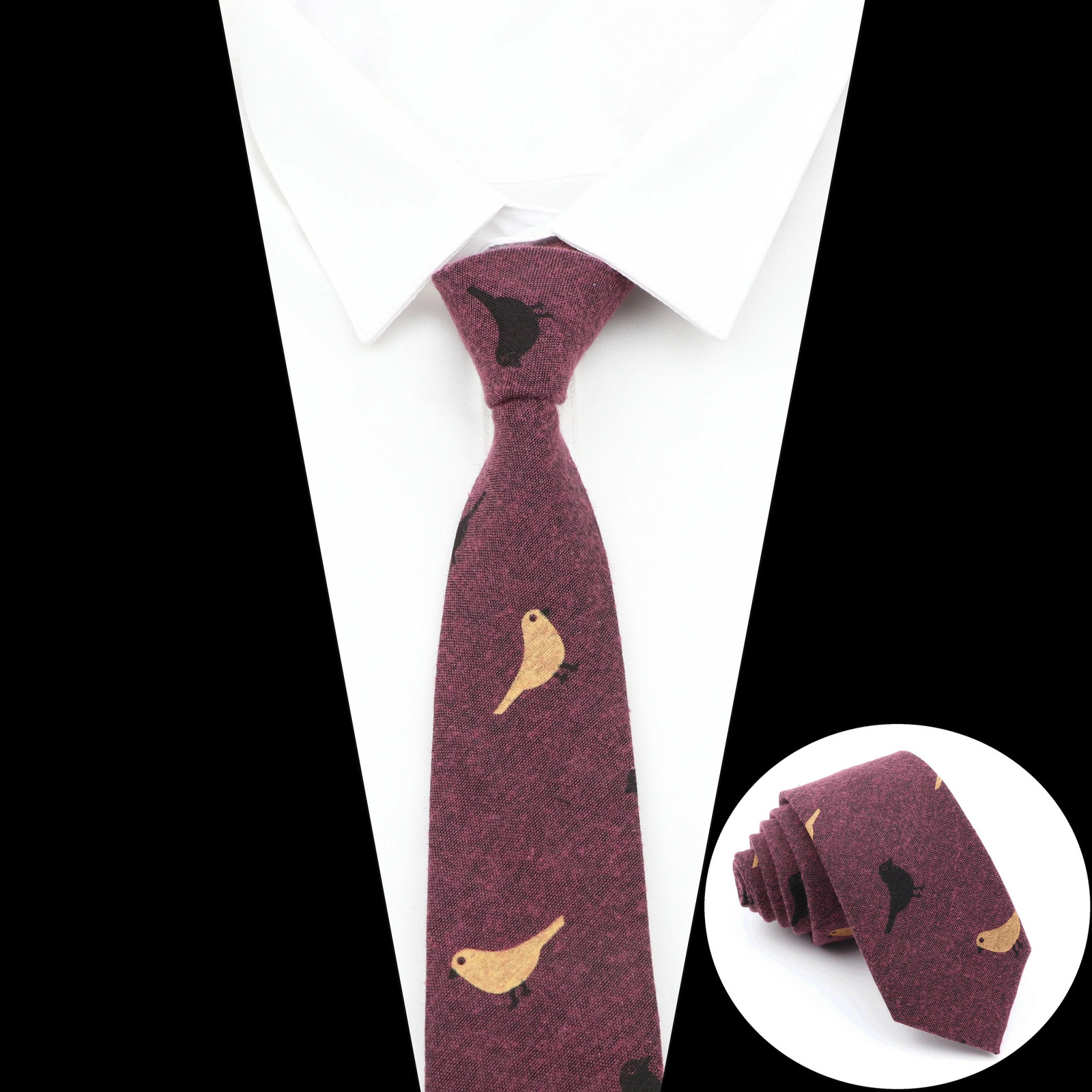 Cute Cartoon Cotton Tie For Men Women Feather Bird Necktie For Wedding Bussiness Casual Mans Neckties Flower Cravat Daily Wear 250522