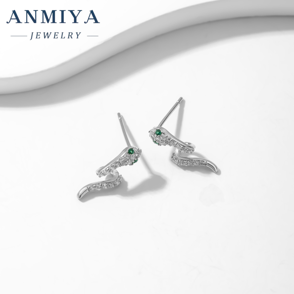 Custom Women Personalized Animal Snake Wrap Stud Earrings Gold Plated CZ 925 Silver Serpent Snake Shape Jewelry Earrings