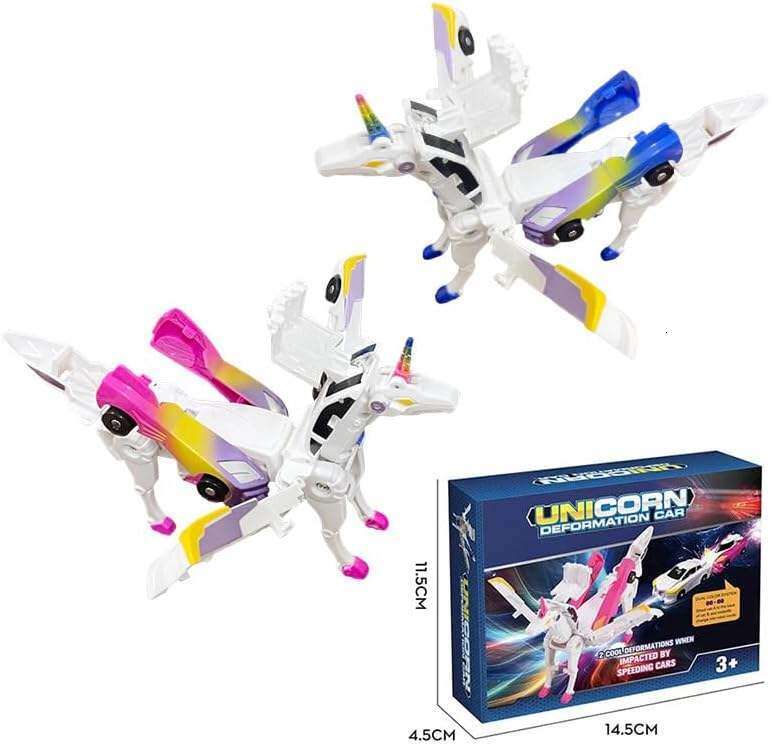 DHGadgets EPT Cool Transformed Unicorn Car Toy Mini Impact Deformation Robot Gift for Kids