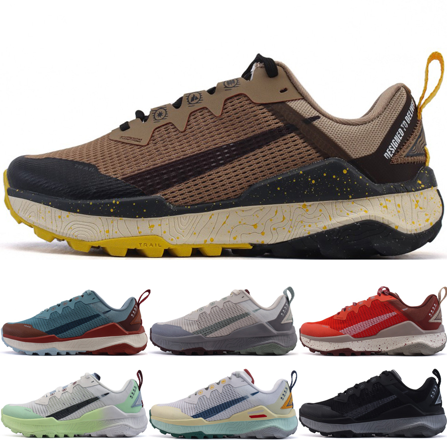 Top Wildhorse 8 Men Trail Running Shoes 8s Designer Trainers Khaki Vivid Sulfur Black Cool Grey Picante Red Denim Turquoise Mens Outdoor Sneakers Size 39-45