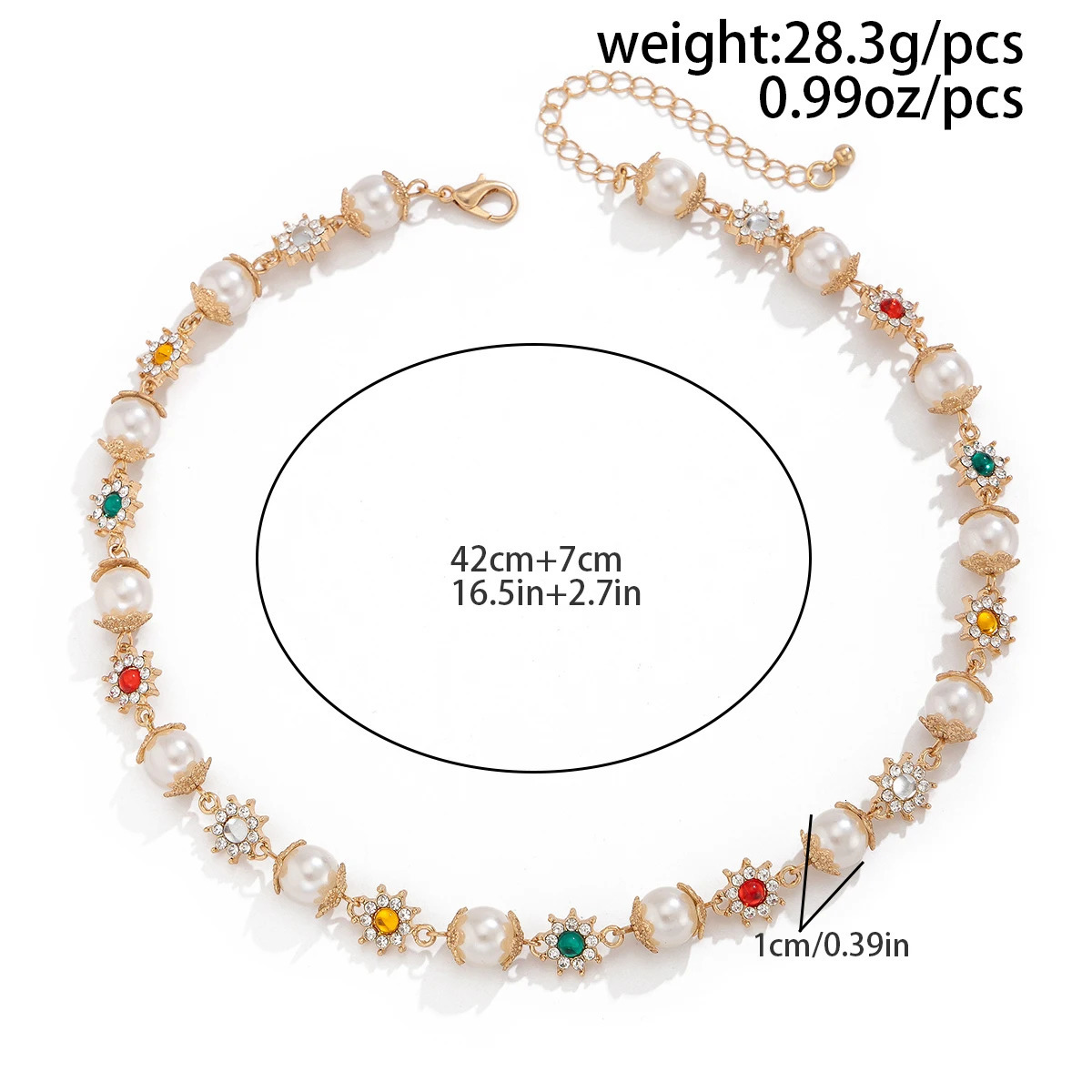 IngeSight.Z Trendy Pearl Rhinestone Flower Beads Choker Necklace Women Elegant Bridal Wedding Party Jewelry 250519
