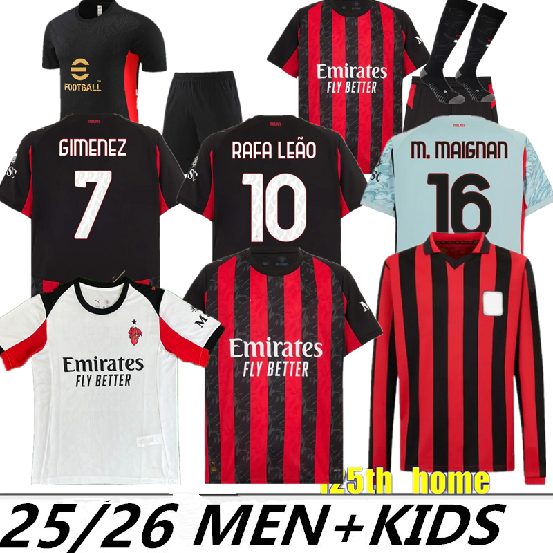 25 26 GIMENEZ soccer jerseys PULISIC JOAO FELIX RAFA LEAO football shirt fourth 4th men and kids uniforms 2025 2026 aCMilanS LOFTUS-CHEEK THEO REIJNDERS home MODRIC