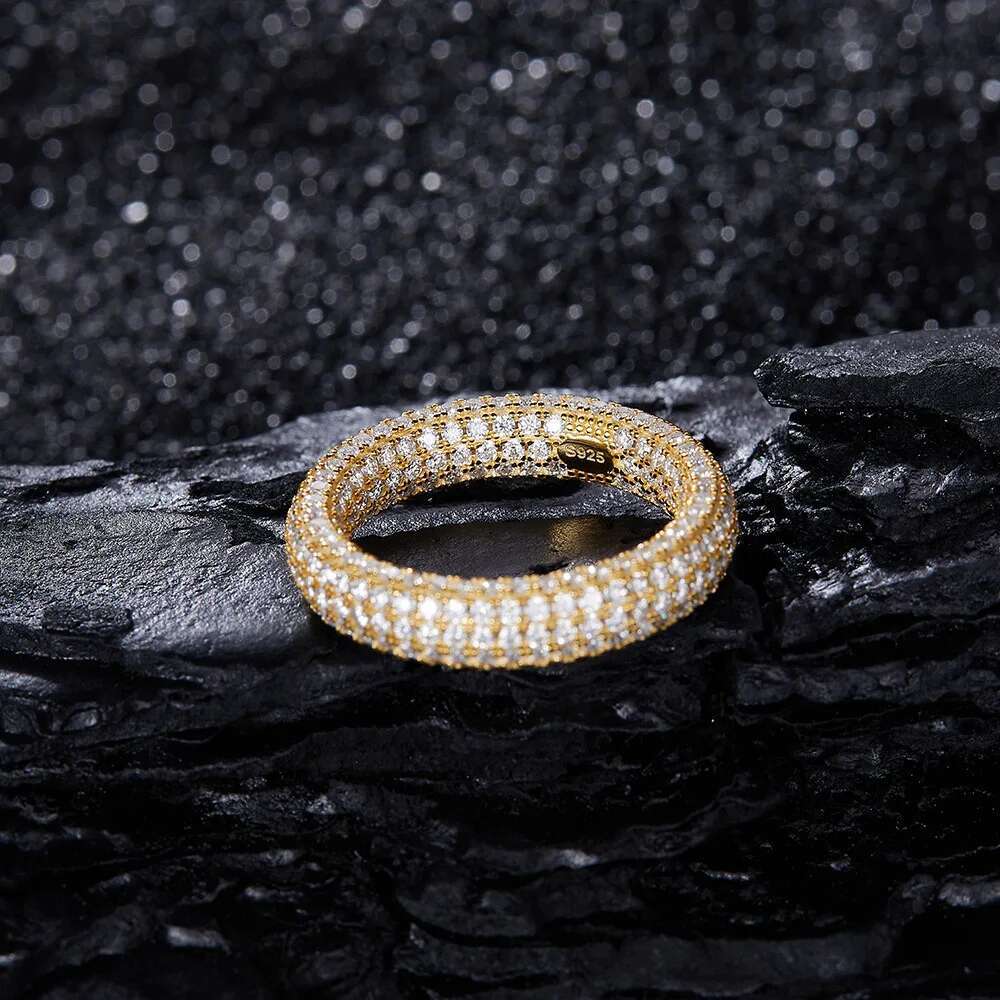 Iced Out D Color Moissanite Eternity Ring 925 Sterling Silver Women Men Hiphop Bling Diamond Wedding Band Pass Tester Wholesale