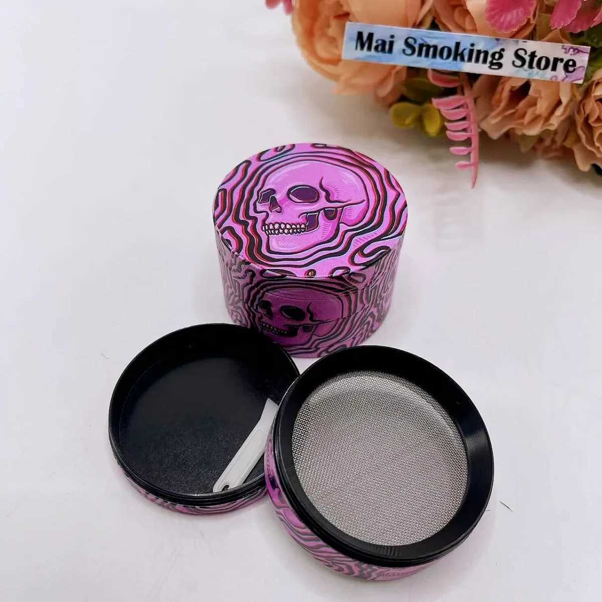 2inch Pink Skull Herb Grinder Metal 4-layer Manual Salt Mortar Spice Mill Pepper Grass Raw Tobacco Grinder Smoke Cigarette Tool Y250521