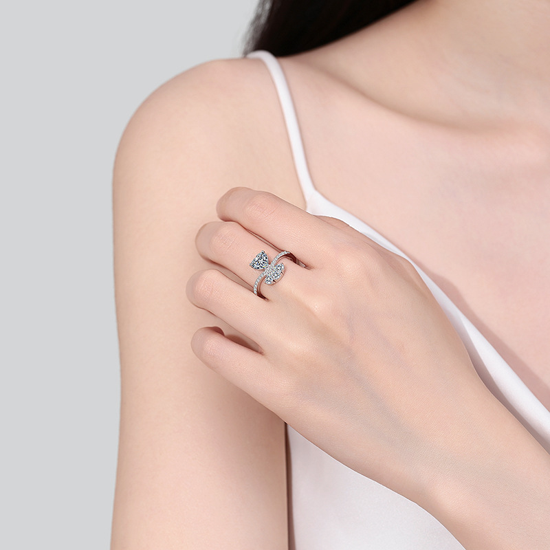 Elegant 925 Sterling Silver Moissanite Heart-Shaped Ring - Ideal Gift for Engagement, Anniversary, and Special Occasions
