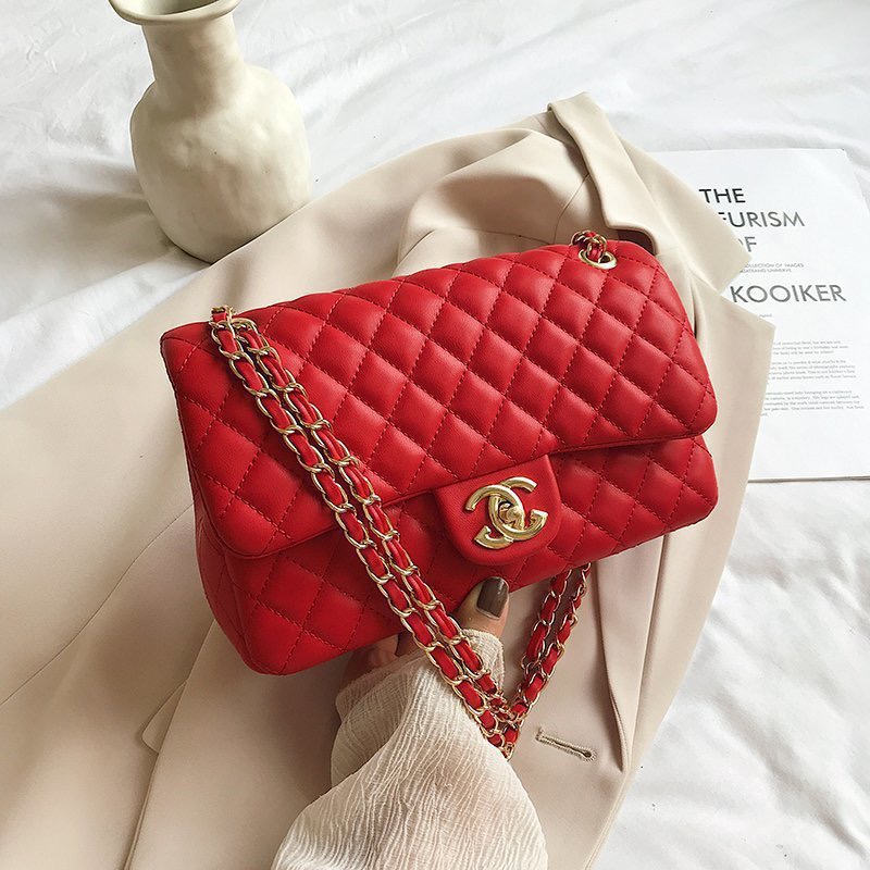 High quality free shipping new small fragrance wind embroidery line rhomb women bag chain shoulder crossbody bag fashion all kinds of soft lambskin sm
