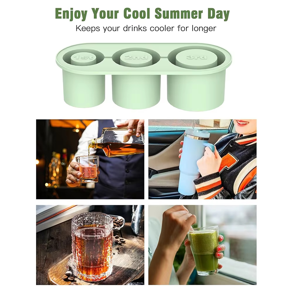 Ice Cube Tray For Stanley Cup with Lids - Round Tube Ice Trays for Whiskey Large Capacity for Silicone Ice Maker Reusable Cocktail Beverage Coffee Ice