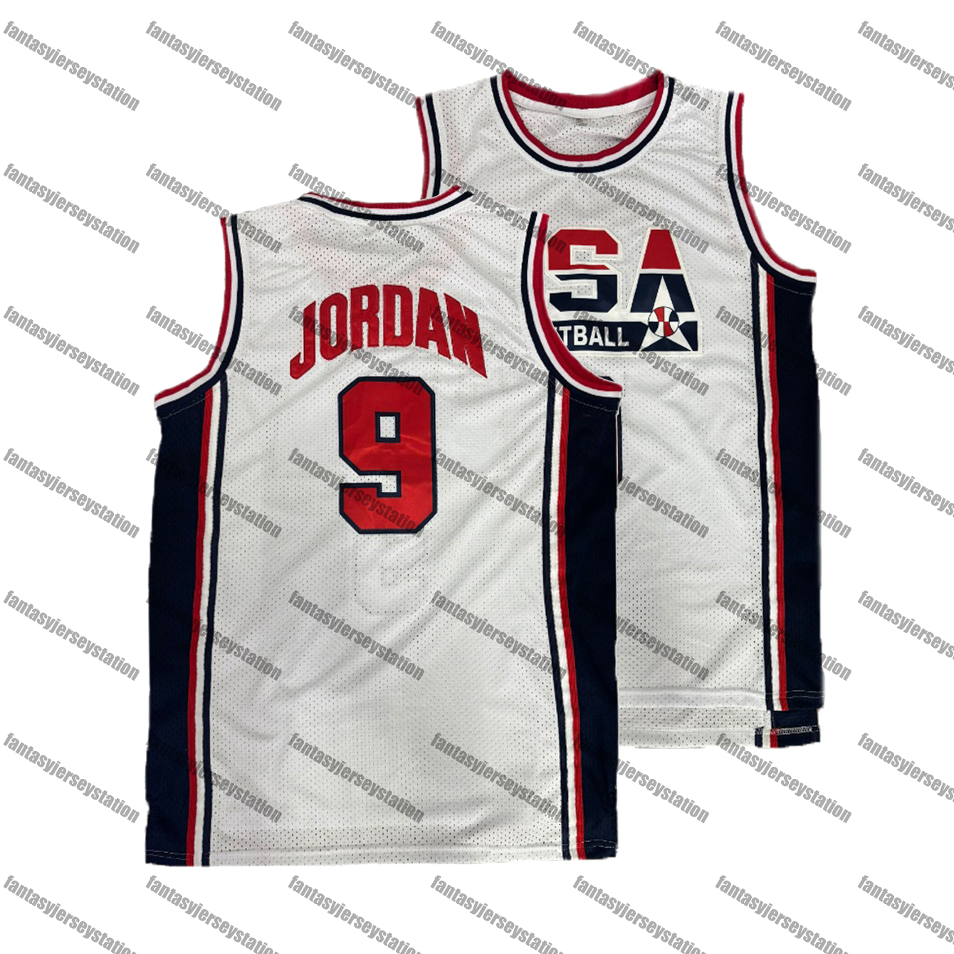 IN STOCK Mens 9 White Jordan Basketball Jersey - Breathable, Sleeveless Stitched Design, Perfect for Summer Sports & Casual Wear, Basketball Gear, Spo