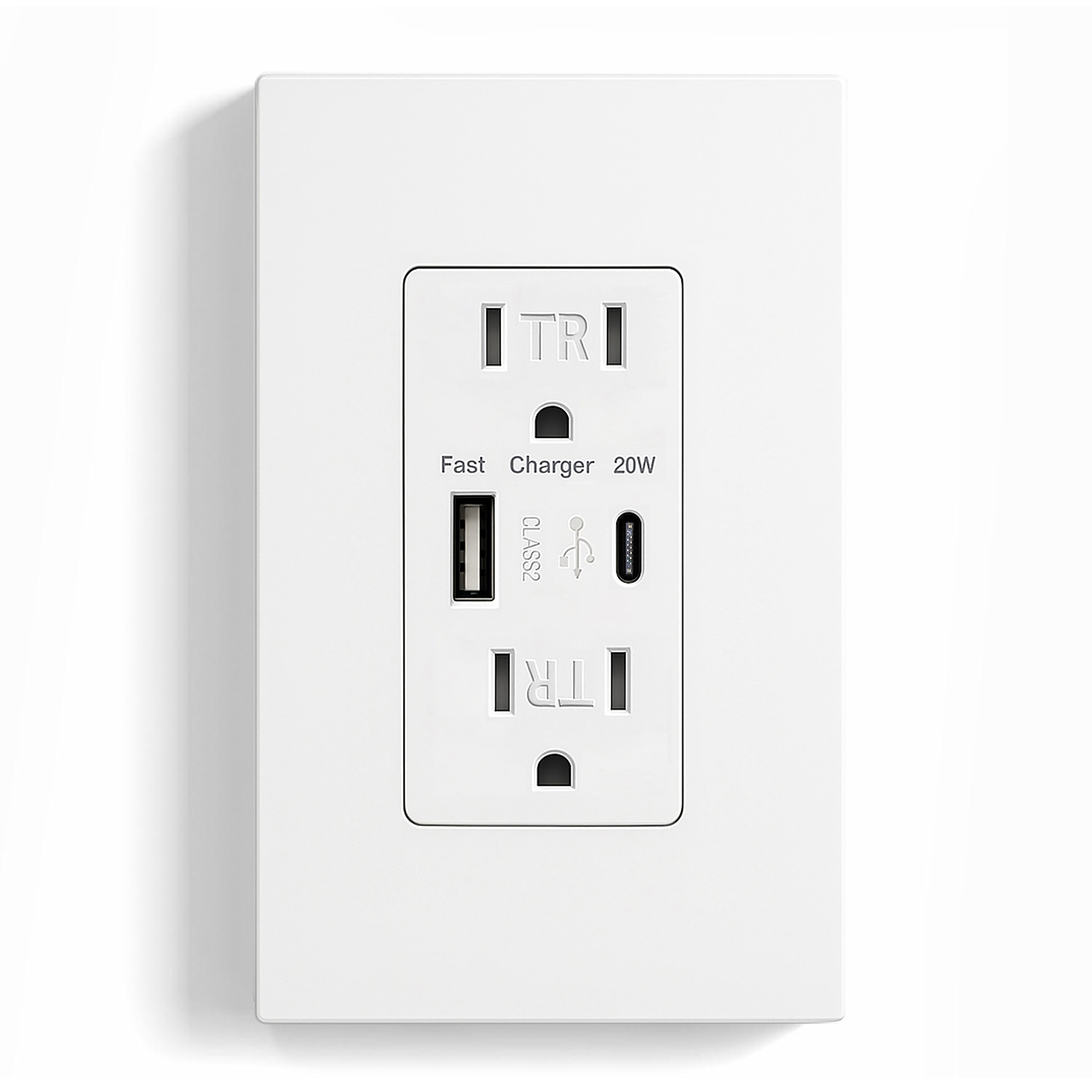 USB Wall Outlet with 20W Fast Charging, Type-C & Type-A Dual Ports USB Outlets, Tamper-Resistant USB Receptacle , 15A ETL Order inquiry back office