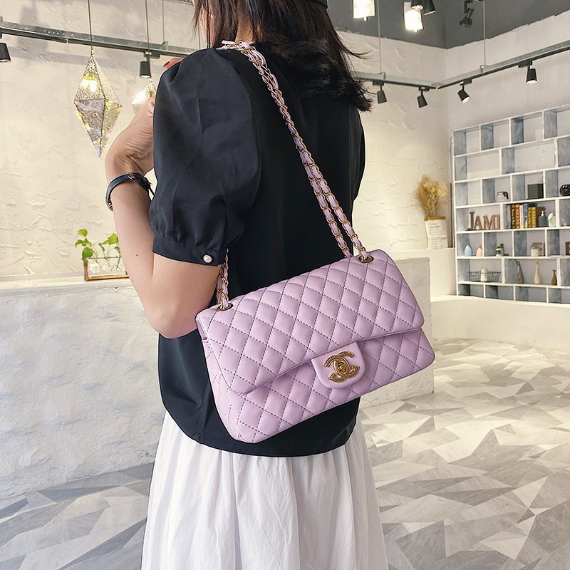 High quality free shipping new small fragrance wind embroidery line rhomb women bag chain shoulder crossbody bag fashion all kinds of soft lambskin sm