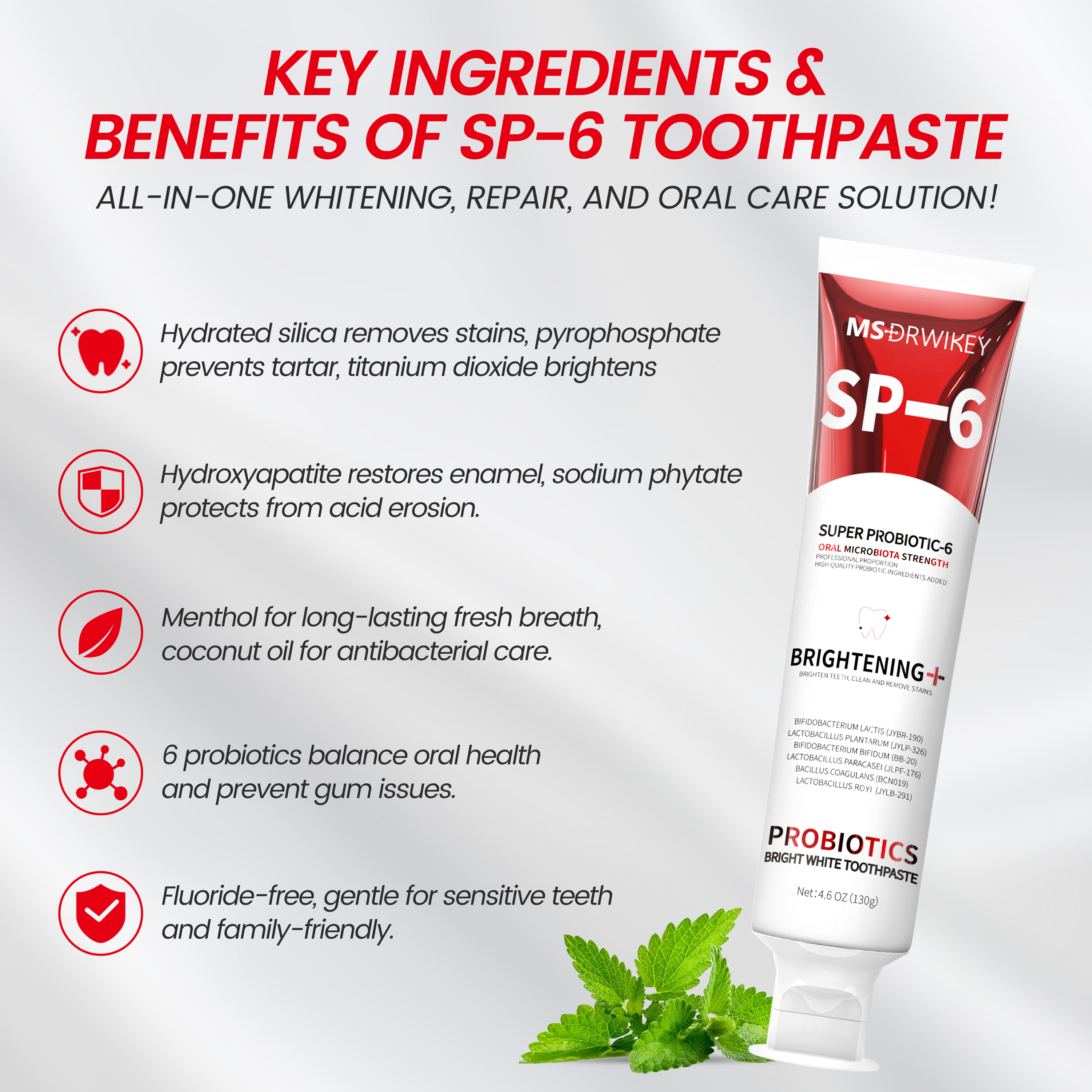 CEELIKE SP-6 Whitening Toothpaste and Teeth Whitening Strips Combo - Fresh Breath, Brightening Teeth, for Oral Care