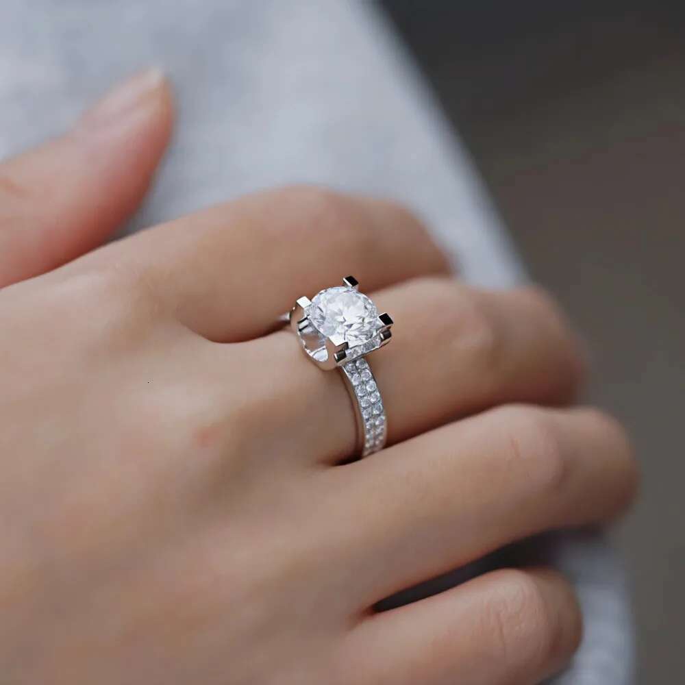 BXINY 1/3Carat Moissanite Rings Sterling Sier For Women GRA Certified Lab Dia Classical Wedding Band Fine Jewelry Gift