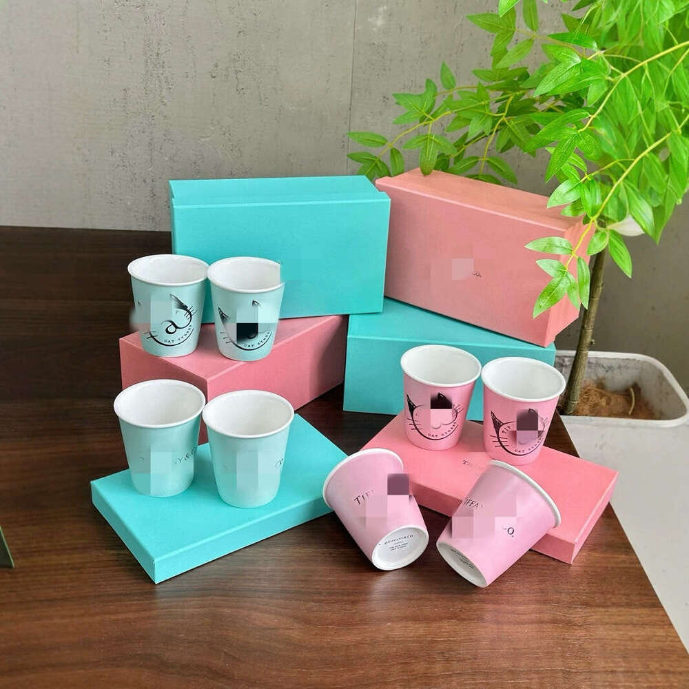 Home Classic Blue Bone Ceramic Water Handheld Mug Drinking Mouth Cup Gift Box Set 12315