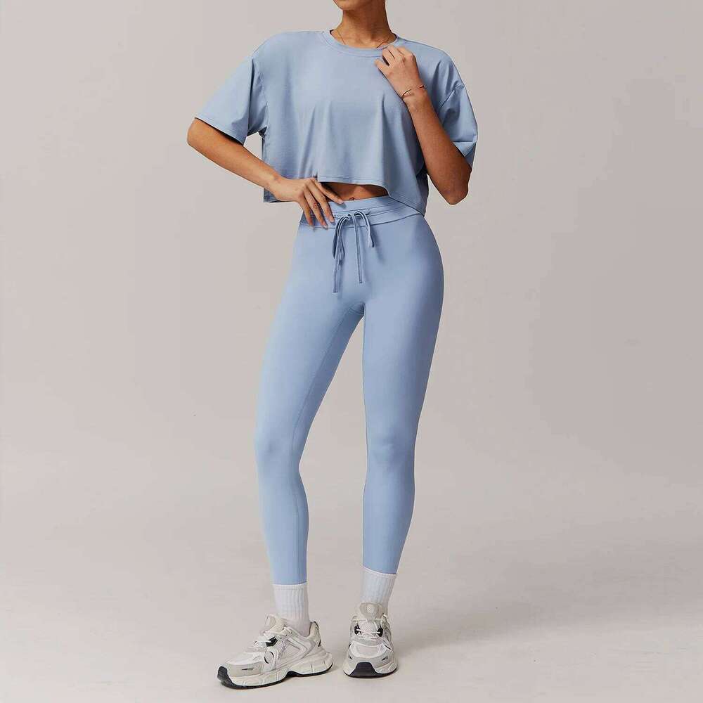 2PCS Suit Quick-Drying Gym Women Tracksuit Running Set Workout Long Sleeve Sports Shirt Yoga Clothing