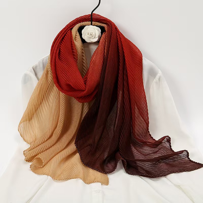 T776 autumn and winter hot sale new style gradient color matching cotton and linen scarf female fashion commuting warm all-match windproof neck scarf